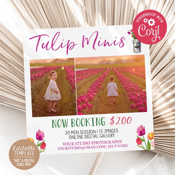 Tulip Minis Session Template Spring Easter Photography Floral Mini Sessions Photographer Marketing File