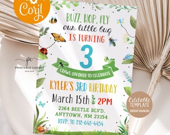Bug Invitation Bug Birthday Party Bug Any Age Birthday Invite Insect Birthday Bug Theme Template