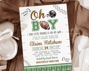 Football Baby Shower Invitation Template Baby Boy Sports Theme Football Editable Rookie Digital Invite Printable