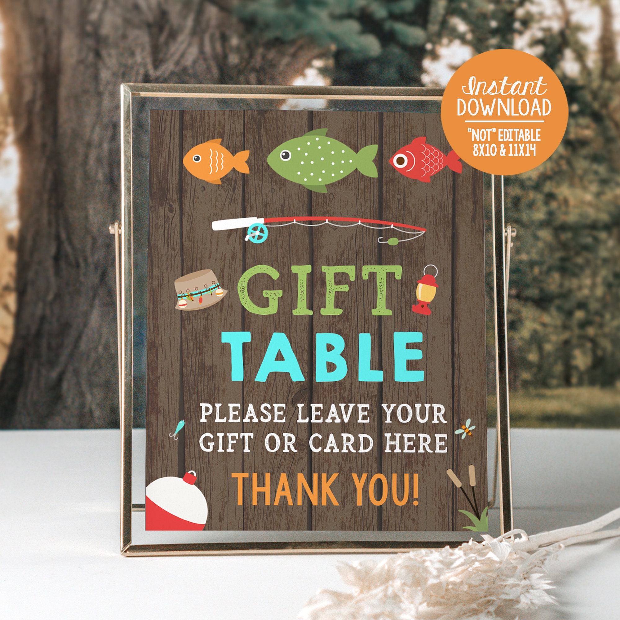 Fishing Gift Table Sign Fish Table Sign Fishing Party Signs Rustic ...