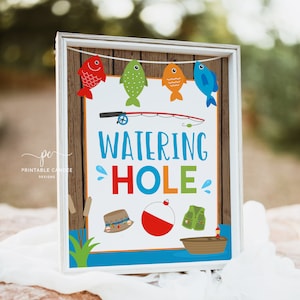 Fishing Drink Sign Fish Water Table Sign Fishing Party Signs Fishing Decor The Big One Printable Instant Download TTBF