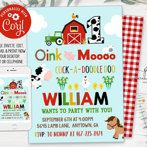 Farm Birthday Invitation Editable Invite Barnyard Party Old McDonald Farm Animals Theme Country Barnyard Party Printable Template