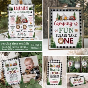 Convite para festa de acampamento com tema de urso lenhador, para aniversário, imprimível (BWPC) imagem 6