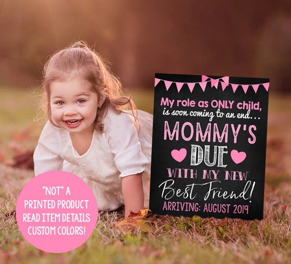 Princess Big Sister Announcement Pregnancy Pink Gold Mint Photoshoot Prop Promoted Printable