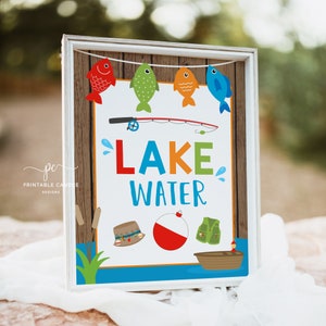 Fishing Drink Sign Fish Water Table Sign Fishing Party Signs Fishing Decor The Big One Printable Instant Download TTBF