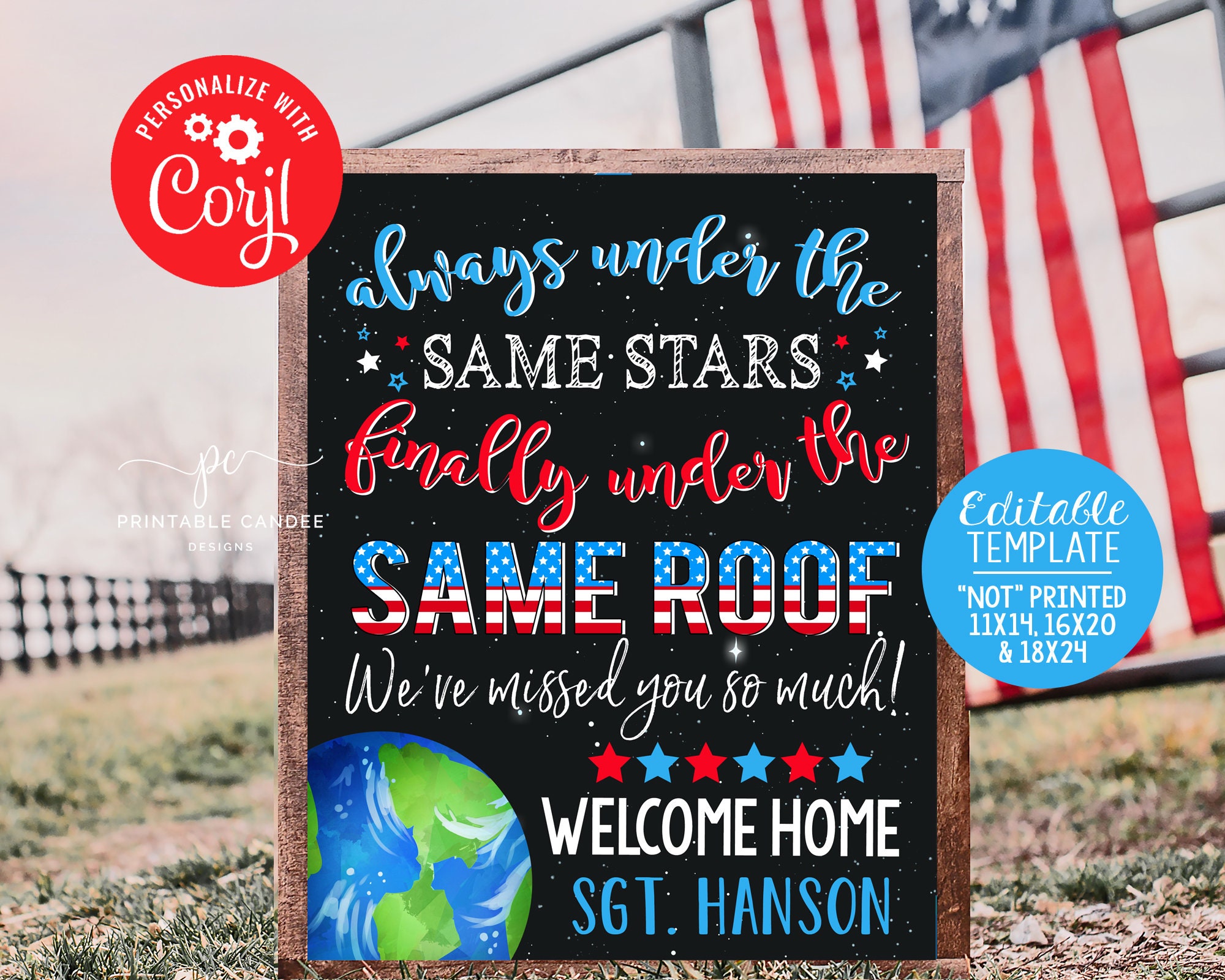 Welcome Home Wife Spouse Husband Sign Template Same Stars