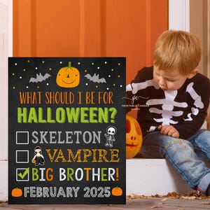 Halloween Big Brother Announcement To Do List Pregnancy Reveal Sign Photoshoot Prop Fall New Baby Printable File