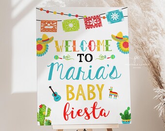 Plantilla de letrero de bienvenida para fiesta de baby shower, decoración para fiesta mexicana de Muchacho MFBS