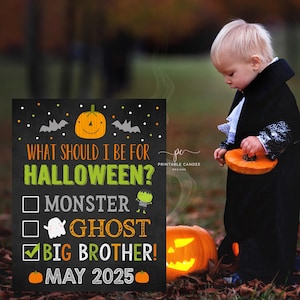 Halloween Big Brother Announcement To Do List Pregnancy Reveal Sign Photoshoot Prop Fall New Baby Printable File