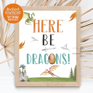 Dragon Party Sign Dragon Birthday Party Printables White Dragon Boy Birthday Theme Instant Download