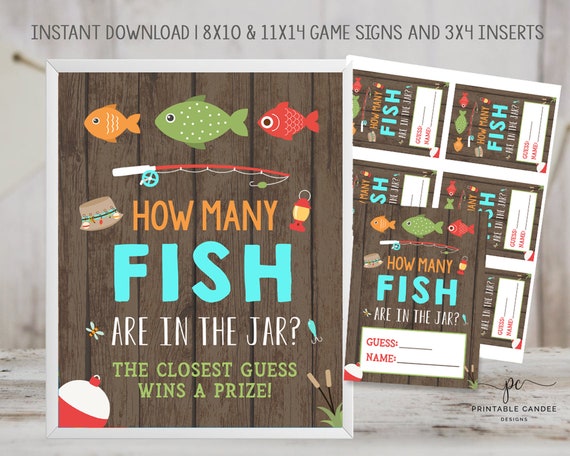Guess How Many Fish Are in the Jar Game Printable Rustic Fishing