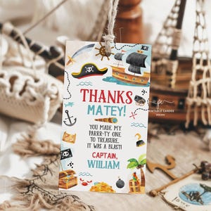 Editable Pirate Birthday Favor Tags Ahoy Matey Theme Pirates Party Decor Template PBMI
