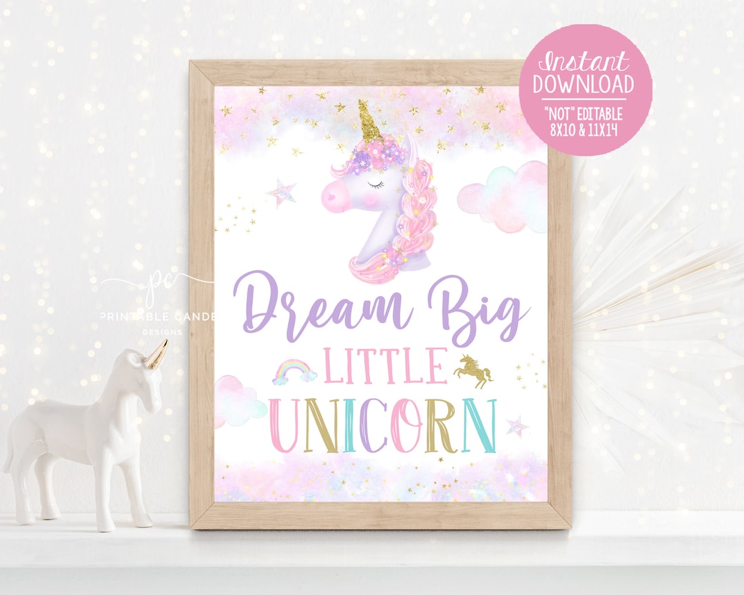 Unicorn Pastel Rainbow Sign Dream Big Little Unicorn Sign Rainbows ...