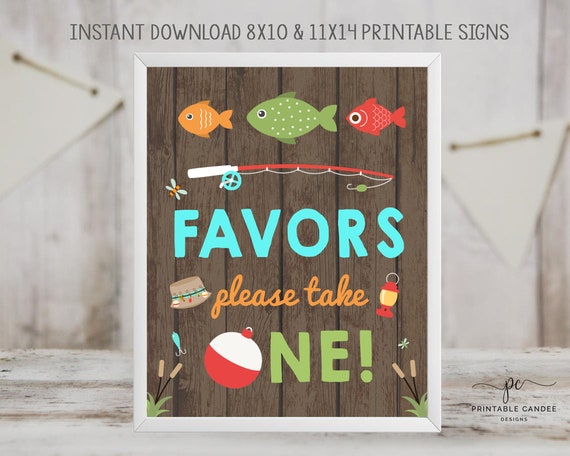 Fishing Favor Sign Fish Table Sign Fishing Party Signs Fishing Decor the  Big One Rustic Printable Instant Download 