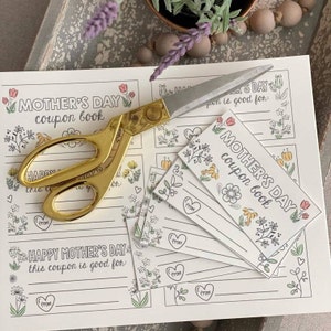 Muttertags-Gutscheinbuch zum Ausdrucken, Malseite für Kinder, Mutter, Geschenk, sofortiger Download, bearbeitbare Datei, druckbare DIY-Datei