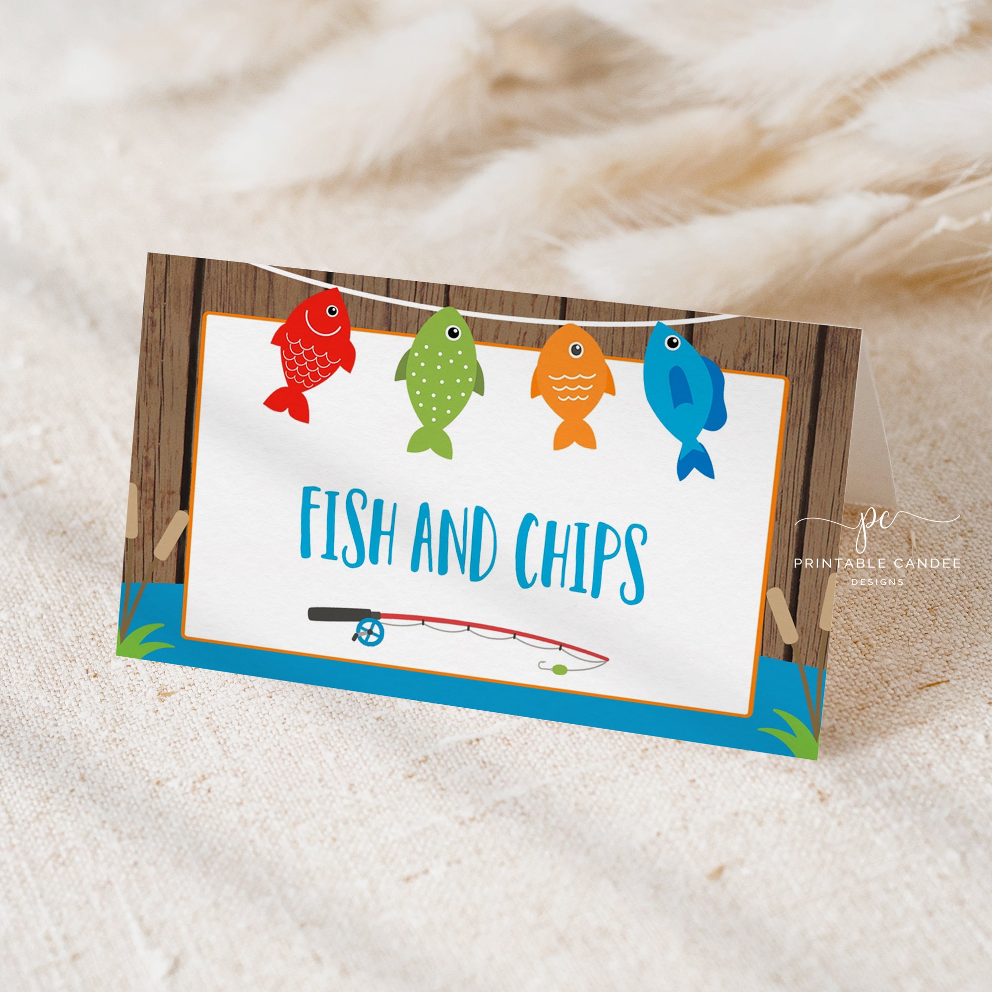 Editable Fishing Food Tents Fish Food Labels Party Decor the Big