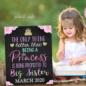 Princess Big Sister Announcement Pregnancy Pink Gold Mint Crown Photoshoot Prop Promoted Printable File