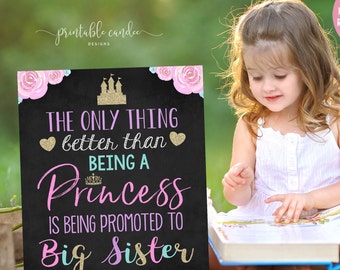 Princess Big Sister Announcement Pregnancy Pink Gold Mint Crown Photoshoot Prop Promoted Printable File