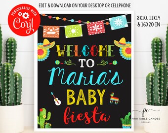 Fiesta Welcome Sign Muchacho Baby Shower Baby Boy Cactus Mexican Theme Party Sign Printable File