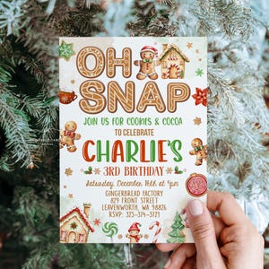 Christmas Cookie Birthday Invitation Oh Snap Cookie Decorating Party Invite Holiday Cookies Cocoa Editable Printable Download GRGT