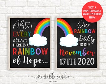 Rainbow Of Hope-meddelande Graviditetsförlust Svarttavla Förväntad bebis Fotorekvisita Utskrivbar fotorekvisita