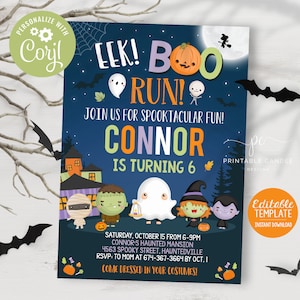 Halloween Birthday Invitation Template Costume Party Invite Theme Spooktacular No Photo Instant Download Editable File Printable