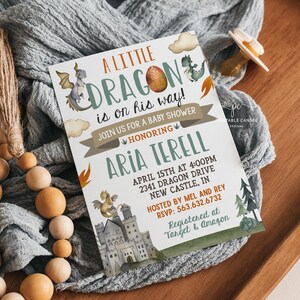 Editable Dragon Baby Shower Invitation Dragons Theme It&#39;s a Boy Template Printable Invite