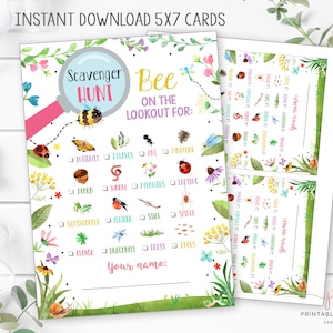 Nature Scavenger Hunt Game Bug Hunt Party Game Insect Birthday Printable Instant Download