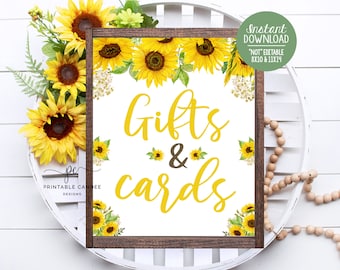 Girasol regalo signo girasoles fiesta de cumpleaños regalos y tarjetas mesa signo niña cumpleaños otoño tema decoración archivo imprimible