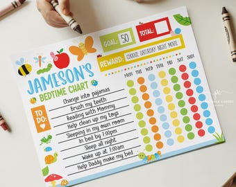 Kinderen blijven de hele nacht in bed Beloningstabelsjabloon Nachtelijke routine voor kinderen bewerkbare slaaptracker voor peuters Bedtijd voor peuters Logboekfouten