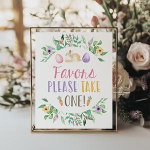 Easter Favor Sign Girl Birthday Party Pastel Bunny Theme Easter Favors Printable Decor Table Sign Instant Download EBWP