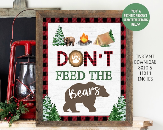 Camping Don't Feed the Bears Sign Party Decor Lumberjack - Etsy
