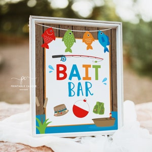 Fishing Food Sign Fish Table Sign Bait Bar Fishing Party Signs Fishing Decor The Big One Printable Instant Download TTBF