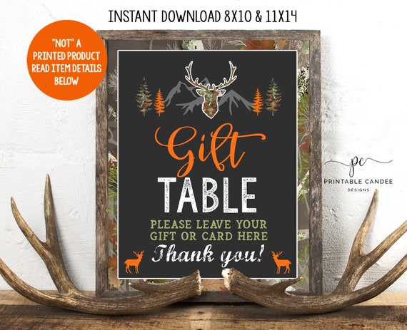 Deer Baby Shower Gift Sign Camo Arrow Theme Boy Shower Games Chalk