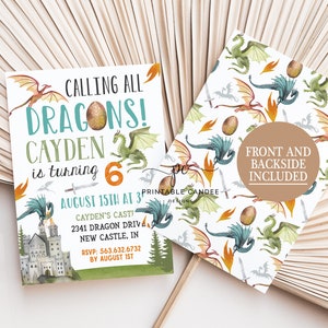 Dragon Birthday Invitation Editable Dragon Party Printable Invite Boy ...
