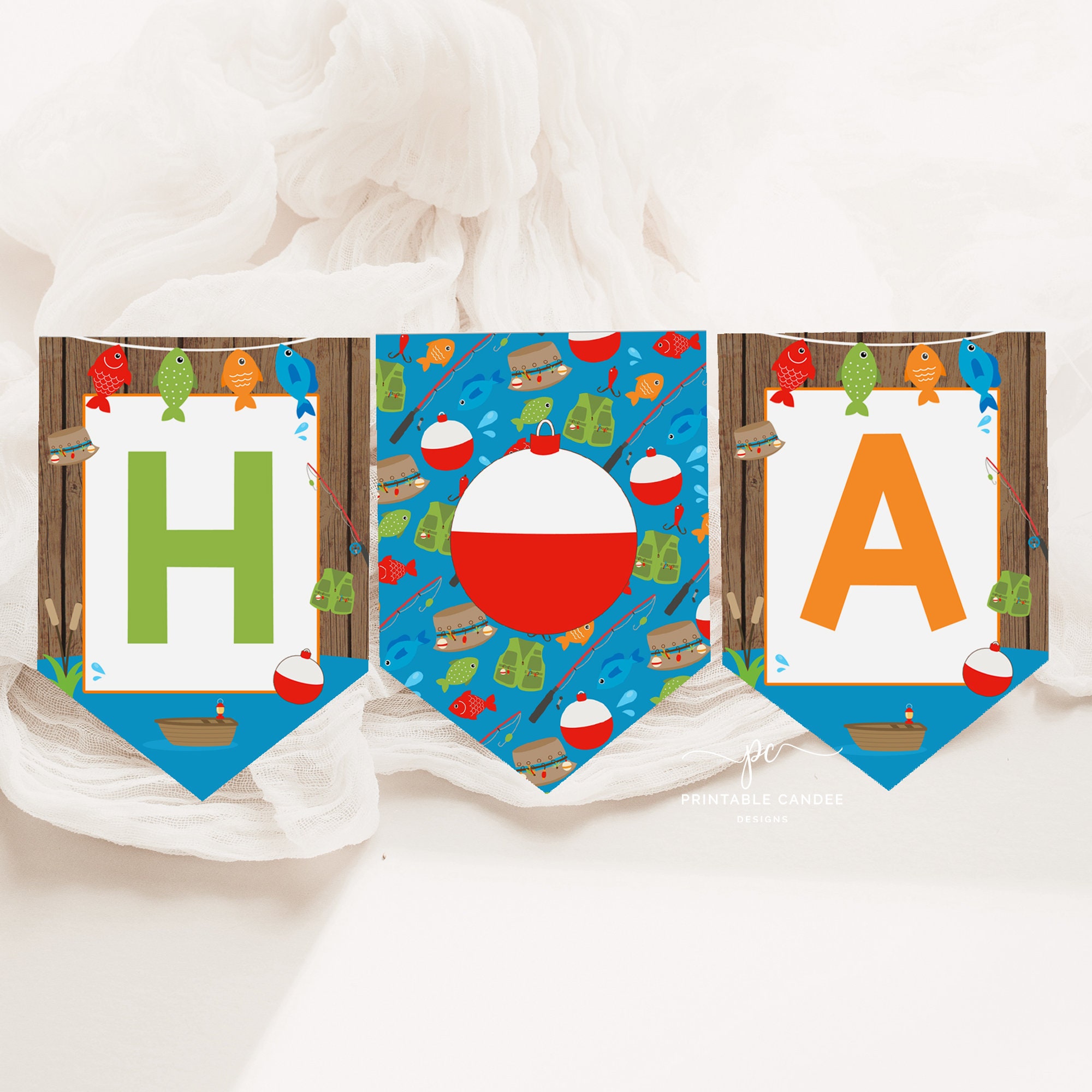 Editable Party Flags Editable Fishing Flag Banner Template Fish Editable Party Flags Decor ...