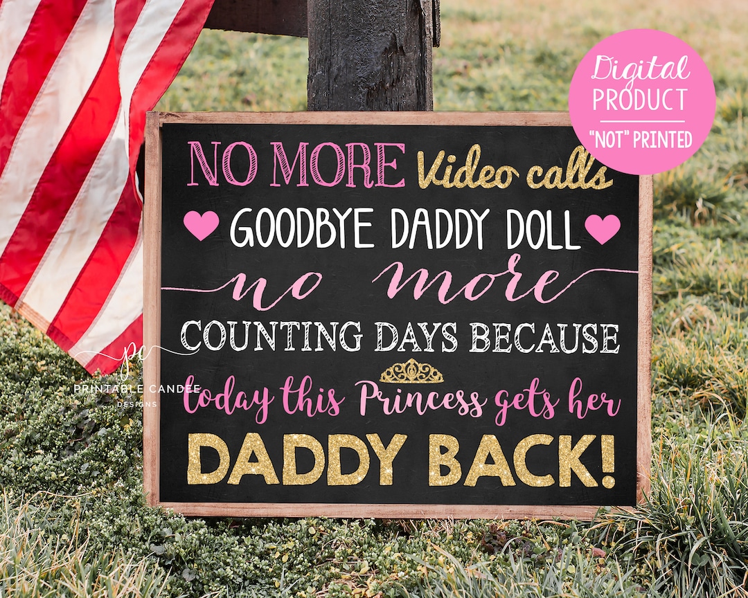 Welcome Home Daddy Sign Homecoming Kids Daughter Girl Back From ...