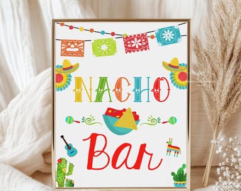 Fiesta Baby Shower Nacho Bar Sign Muchacho Mexican Party Table Decor Printable MFBS