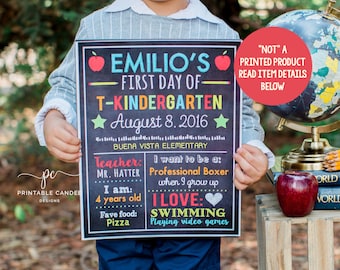 Boy First Day Of Preschool Sign 1st Day of Kindergarten Back to School Stats Chalkboard Milestone Any Grade Printable