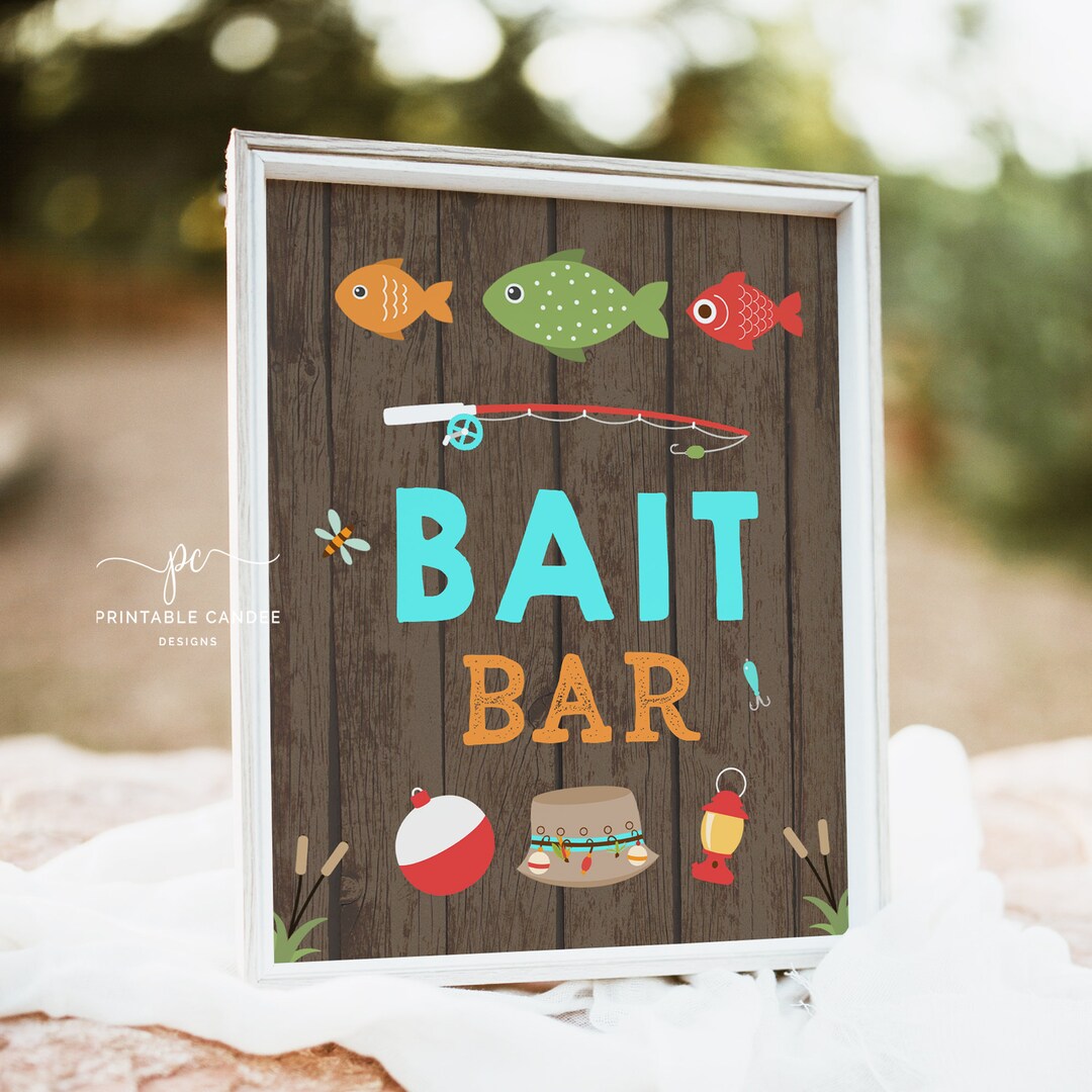 Fishing Food Sign Fish Table Sign Bait Bar Fishing Party Signs Rustic ...