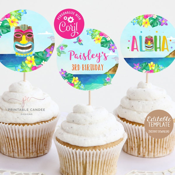 Luau Cupcake Toppers - Etsy