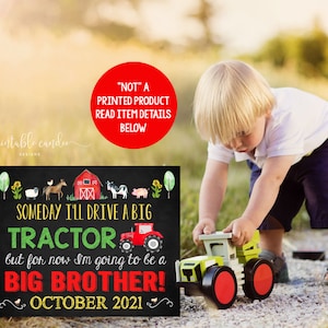 Tractor Pregnancy Announcement Promoted to Big Brother Sign Brother Farm Big Brother Chalkboard Printable File