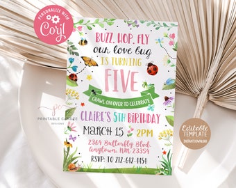 Bug Invitation Bug Birthday Party Bug Any Age Birthday Invite Insect Birthday Girl Bug Theme Ladybug Butterfly Bee Template