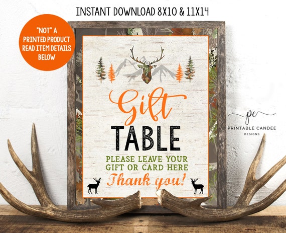 Deer Baby Shower Gift Sign Camo Arrow Theme Boy Shower Games Decor