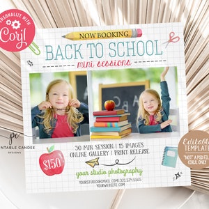 Back to School Mini Session Template Kids Photography School Minis Photo Templates Photographer Marketing File