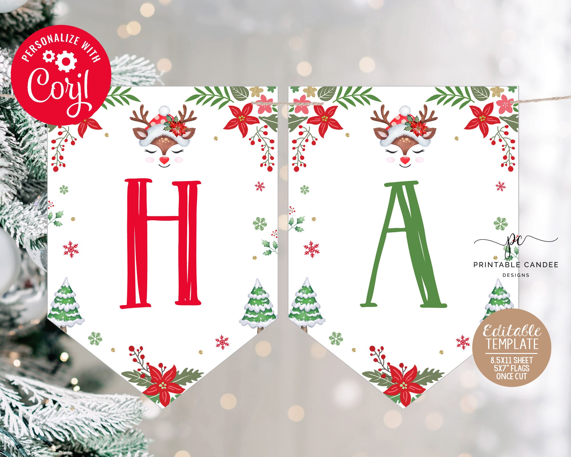 Bandiera di Natale con Renne di Babbo Natale, Cortile, Decorazione per