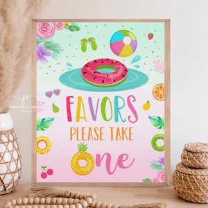 Twotti Frutti Pool Party Favor Sign Tutti Frutti Summer Fruit Party Decor Table Sign Printable Instant Download TFPT