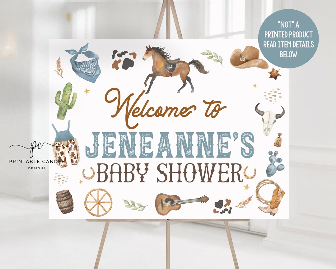 Cowboy Shower Backdrop 1st Rodeo Baby Boy Theme Wild West Background ...