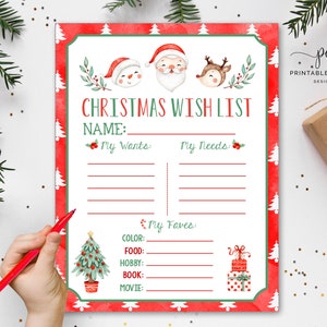 Santa Brief Weihnachten Wunschliste Kinder Weihnachten Liste Sofort Download Lieber Santa Urlaub Brief Printable