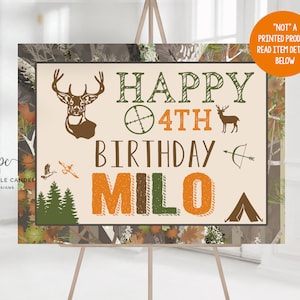 Hunting Party Backdrop Buffet Table Backdrop Deer Camo Birthday Decor Outdoor Poster Printable Background